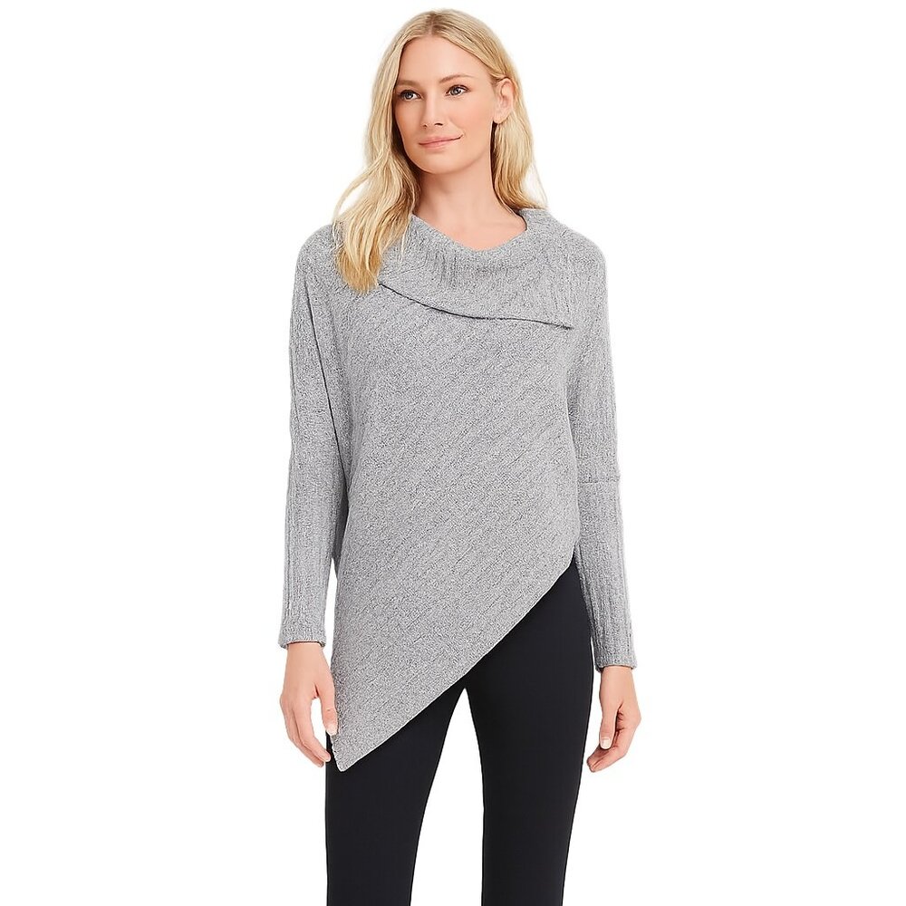 NWT White House Black Market Poncho XS/S Gray Snit Knit Cowl Neck Cozy